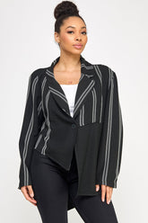 Mod Stripe Blazer – Black